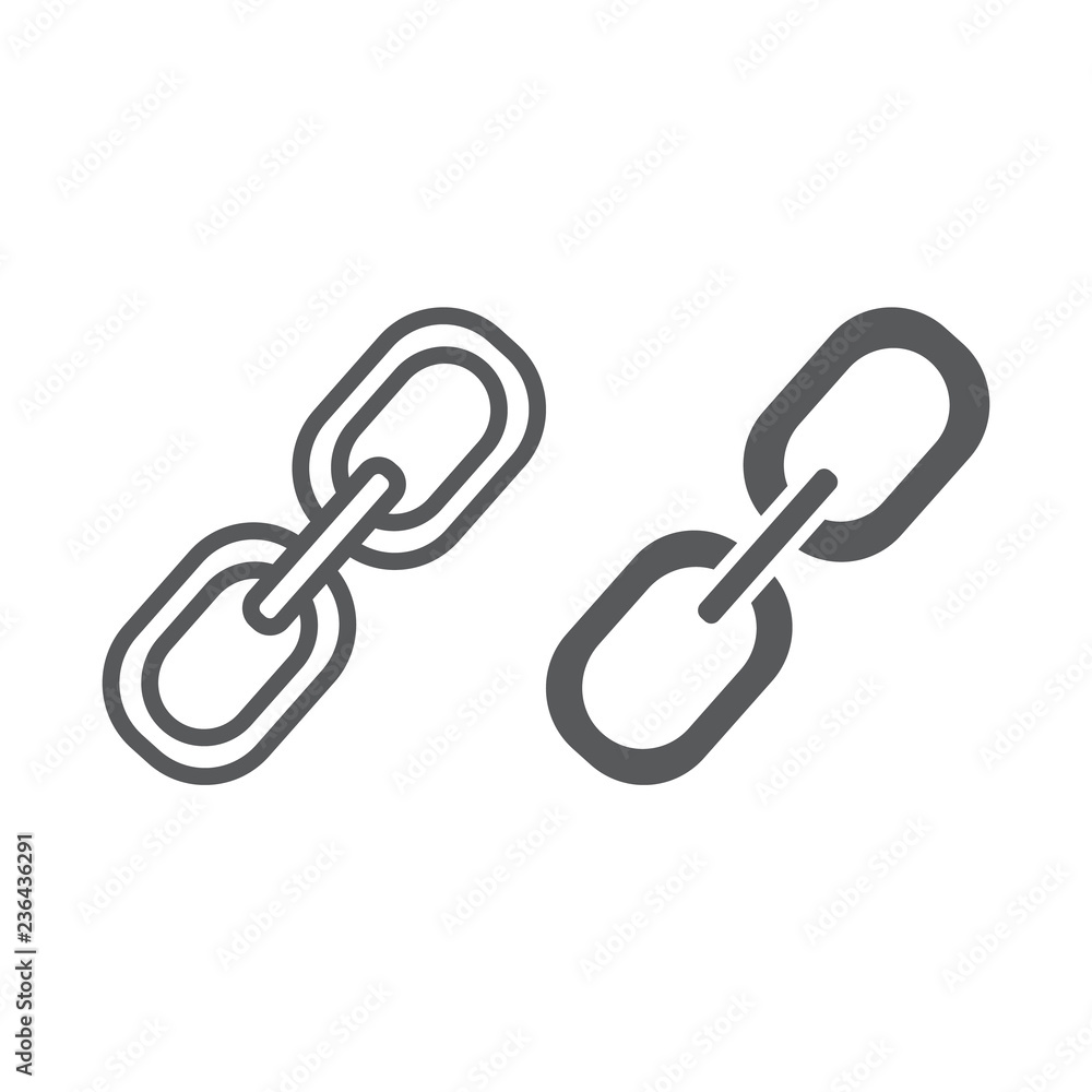 Poster link line and glyph icon, connection and attach, chain sign, vector graphics, a linear pattern on a 