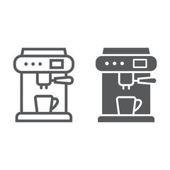 Coffee machine line and glyph icon, appliance and kitchen, coffee maker sign, vector graphics, a linear pattern on a white background.