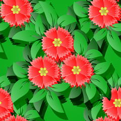 Vector flower seamless pattern backround.  3D elements with shad