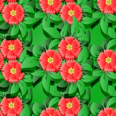 Foto op Canvas Vector flower seamless pattern backround.  3D elements with shad © storoch