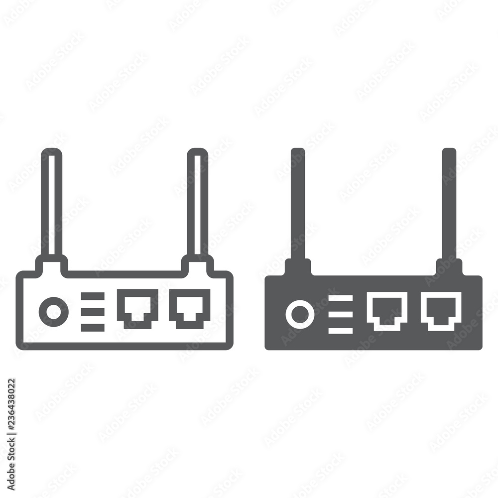 Poster router line and glyph icon, internet and connection, wifi sign, vector graphics, a linear pattern on
