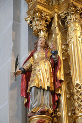 Statue of Saint, Saint Nicholas altar in the church of St. Leodegar in Lucerne, Switzerland