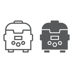 Multicooker line and glyph icon, kitchen and household, appliance sign, vector graphics, a linear pattern on a white background.