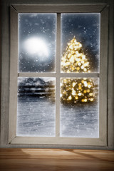 Christmas tree and window sill 