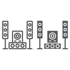 Sound system line and glyph icon, audio and stereo, music system sign, vector graphics, a linear pattern on a white background.