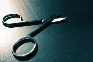 small nail scissors on a dark background, nail scissors, small scissors, dark background