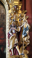 Statue of Saint on the altar of Saint Maurice in the church of St. Leodegar in Lucerne, Switzerland