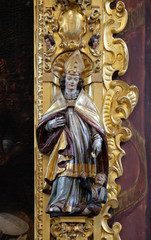 Saint Martin statue on the altar of Saint Leodegar in the church of St. Leodegar in Lucerne, Switzerland
