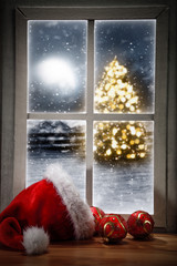 Christmas tree and window sill 