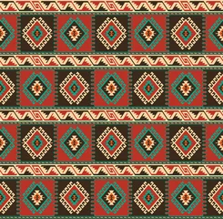 Gordijnen Naadloze geometrische etnische patroon. Traditionele Turkse kilim-stijl. © Svetlana Parshakova