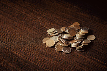 saving money, business concept. Coins on the table