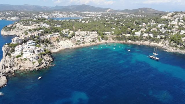Aerial view, Flight over Islas Malgrats and the Santa Ponca area, Mallorca, Spain