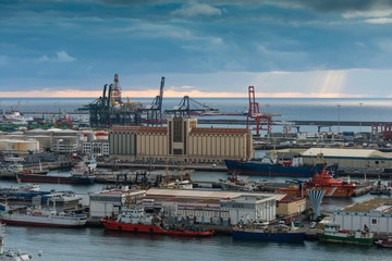 Obraz premium aerial view on Fred Olsen terminal at Port of Las Palmas in Gran Canaria