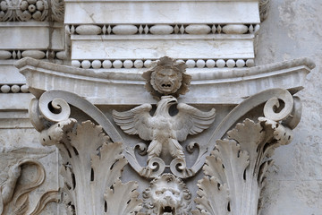 Relief on the portal of the Cathedral of Saint Lawrence in Lugano, Switzerland