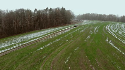 Aerial forest ranger car thuringian forest