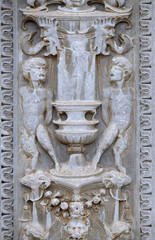 Relief on the portal of the Cathedral of Saint Lawrence in Lugano, Switzerland