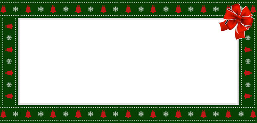 Rectangle festive border banner with red ribbon for new year