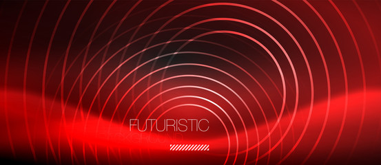 Dark abstract background with glowing neon circles