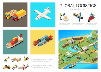 Isometric Global Logistics Infographic Concept