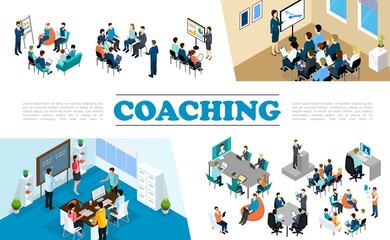 Isometric Staff Business Coaching Composition