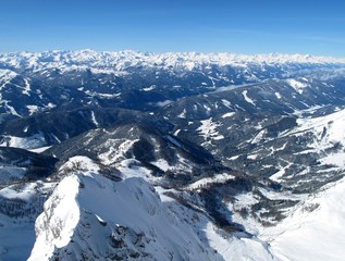 View of snow mountain massifs at Schladming - Austria