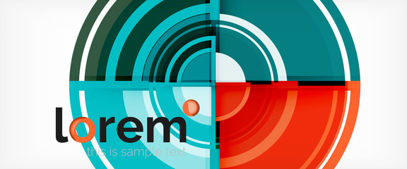 Naklejka premium Modern geometric circles abstract background, colorful round shapes with shadow effects