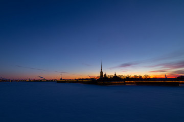 Peter and Paul Fortress at sunset, St. Petersburg, Russia