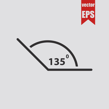 Angle of 135 degrees icon.Vector illustration.