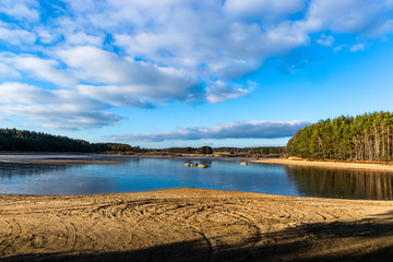 Autumn scenery. Frozen lake in Lower Austria. End of autumn.
