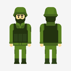 Army soldier vector flat illustration