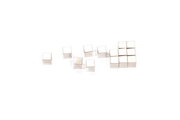 Steel cubes on white background. Steel cubes on white background. There's room for your writing.