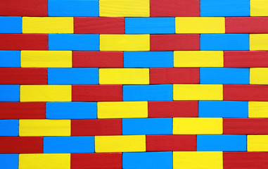 pattern, built with colorful wooden blocks