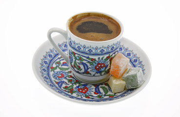 cup of coffee with Turkish delight