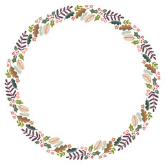Christmas Wreath with Round Frame for Cards Design Vector Layout with Copyspace Can be use for Decorative Kit, Invitations, Greeting Cards, Blogs, Posters, Merry Christmas and Happy New Year.
