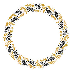 Christmas Wreath with Round Frame for Cards Design Vector Layout with Copyspace Can be use for Decorative Kit, Invitations, Greeting Cards, Blogs, Posters, Merry Christmas and Happy New Year.