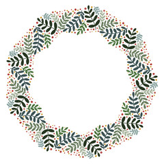 Christmas Wreath with Round Frame for Cards Design Vector Layout with Copyspace Can be use for Decorative Kit, Invitations, Greeting Cards, Blogs, Posters, Merry Christmas and Happy New Year.