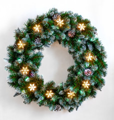 christmas wreath with lights