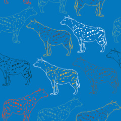 Hiena wektor wzór dla tekstyliów, tkanin, moda ubrania. Afrykańska zwierzęca ilustracja odizolowywająca na tle - 236449252