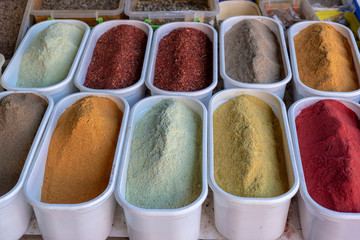 Various spices on farmer market in Georgia