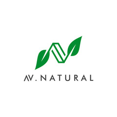 Letter AV logo concept. Natural eco symbol design vector illustration - obrazy, fototapety, plakaty