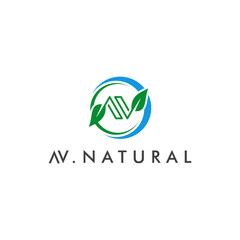Letter AV logo concept. Natural eco symbol design vector illustration