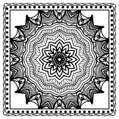 Design with abstract hand drawn floral geometric pattern with decorative element. Vector illustration. Template design for card, shawl, bandanna, fashion print