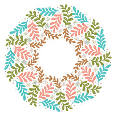 Christmas Wreath with Round Frame for Cards Design Vector Layout with Copyspace Can be use for Decorative Kit, Invitations, Greeting Cards, Blogs, Posters, Merry Christmas and Happy New Year.