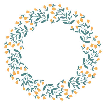 Christmas Wreath with Round Frame for Cards Design Vector Layout with Copyspace Can be use for Decorative Kit, Invitations, Greeting Cards, Blogs, Posters, Merry Christmas and Happy New Year.
