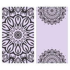 Relax cards with mandala formed flowers, boho style, vector illustration. For wedding, bridal, Valentine's day, greeting card invitation.