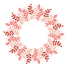 Christmas Wreath with Round Frame for Cards Design Vector Layout with Copyspace Can be use for Decorative Kit, Invitations, Greeting Cards, Blogs, Posters, Merry Christmas and Happy New Year.