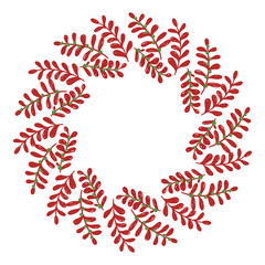 Christmas Wreath with Round Frame for Cards Design Vector Layout with Copyspace Can be use for Decorative Kit, Invitations, Greeting Cards, Blogs, Posters, Merry Christmas and Happy New Year.