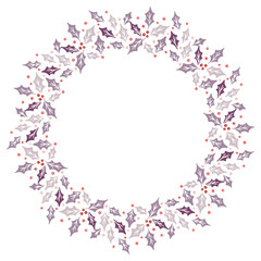 Christmas Wreath with Round Frame for Cards Design Vector Layout with Copyspace Can be use for Decorative Kit, Invitations, Greeting Cards, Blogs, Posters, Merry Christmas and Happy New Year.