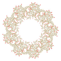 Christmas Wreath with Round Frame for Cards Design Vector Layout with Copyspace Can be use for Decorative Kit, Invitations, Greeting Cards, Blogs, Posters, Merry Christmas and Happy New Year.