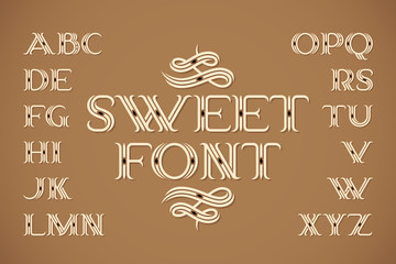 Sweet vintage font with decorative design elements